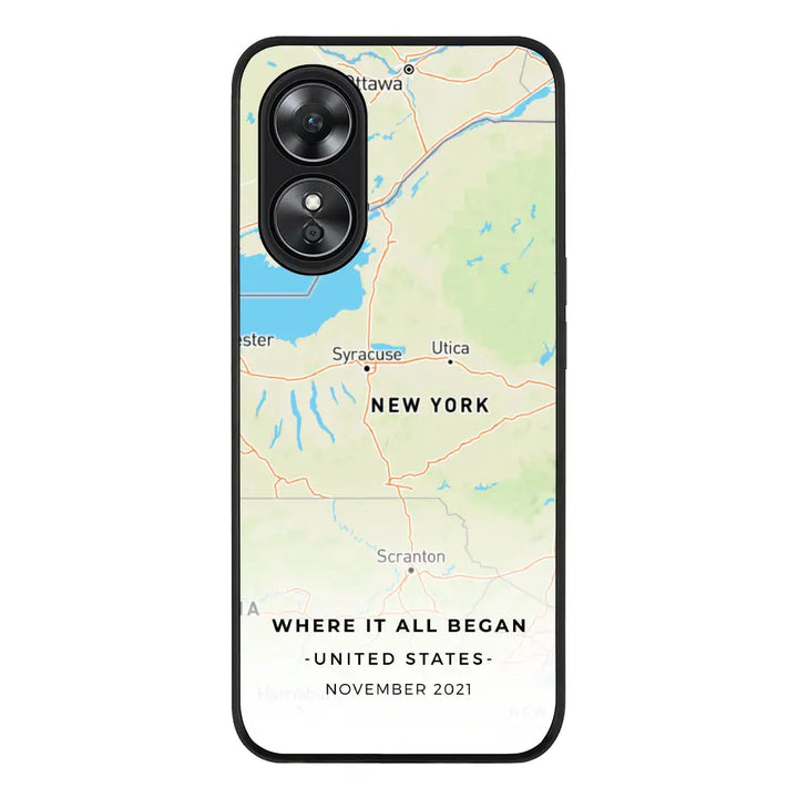 Oppo A97 / Rugged Black Personalized map, Phone Case - Oppo - Stylizedd.com