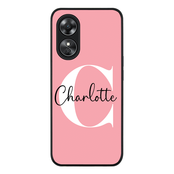 Oppo A97 / Rugged Black Custom Monogram Large Initial Name & Letter, Phone Case - Oppo - Stylizedd.com