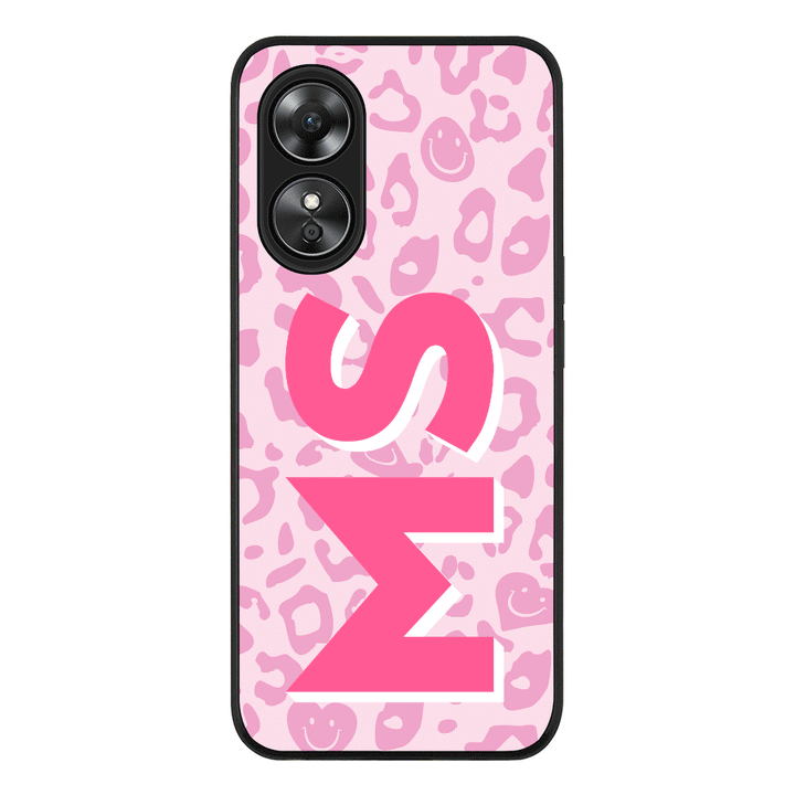 Oppo A97 / Rugged Black Custom Monogram Initial 3D Shadow Text Seamless Pattern, Phone Case - Oppo - Stylizedd.com