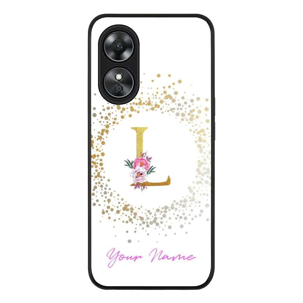 Oppo A97 / Rugged Black Phone Case Floral Initial Phone Case - Oppo - Stylizedd
