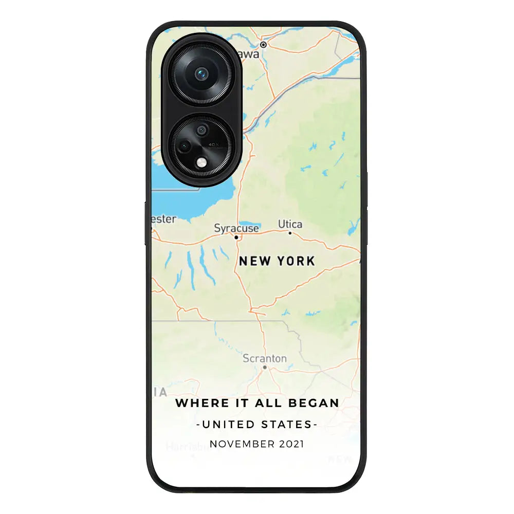 Oppo A98 / Rugged Black Personalized map, Phone Case - Oppo - Stylizedd.com