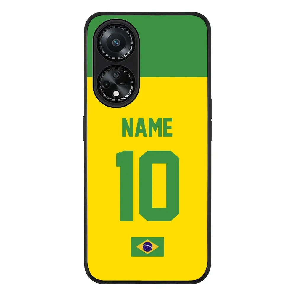 Oppo A98 / Rugged Black Phone Case Personalized Football Jersey Phone Case Custom Name & Number - Oppo - Stylizedd