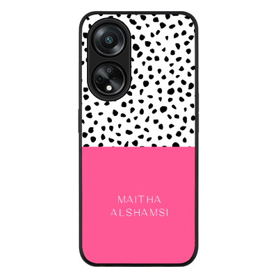 Personalized Text Colorful Spotted Dotted Phone Case - Oppo - A98 / Rugged Black - Stylizedd