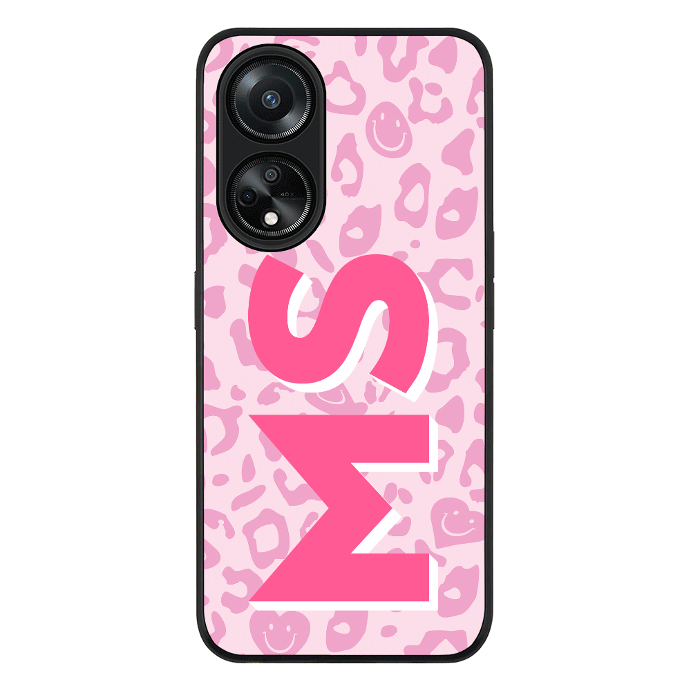 Oppo A98 / Rugged Black Custom Monogram Initial 3D Shadow Text Seamless Pattern, Phone Case - Oppo - Stylizedd.com