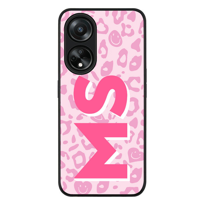 Oppo A98 / Rugged Black Custom Monogram Initial 3D Shadow Text Seamless Pattern, Phone Case - Oppo - Stylizedd.com