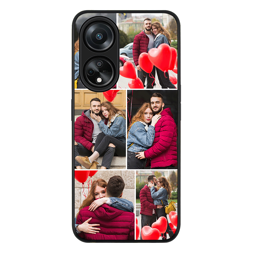 Oppo A98 / Rugged Black Phone Case Personalised Valentine Photo Collage Grid, Phone Case - Oppo - Stylizedd