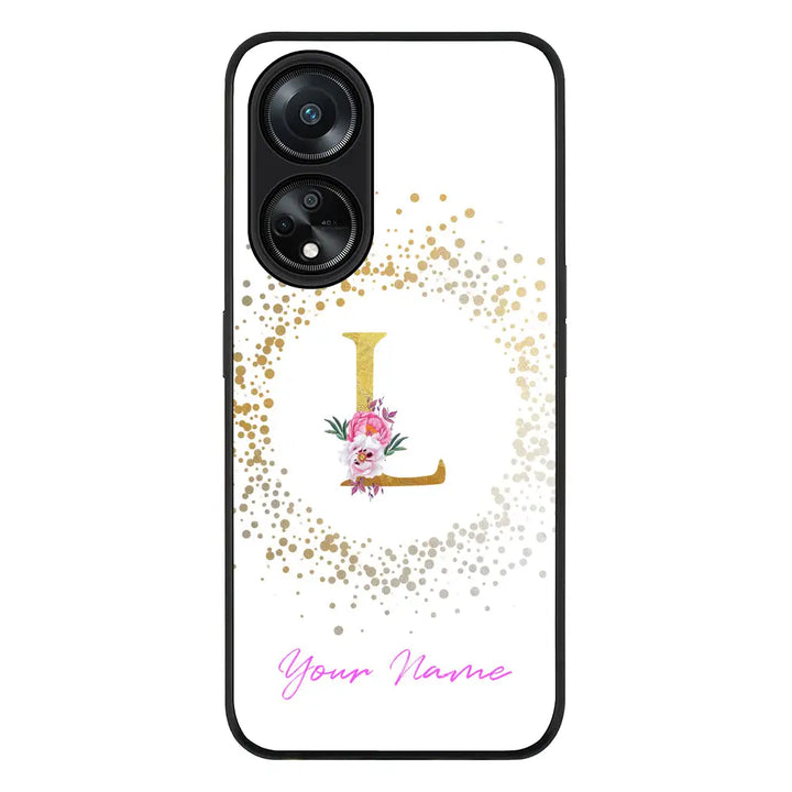 Oppo A98 / Rugged Black Floral Initial Phone Case - Oppo - Stylizedd.com