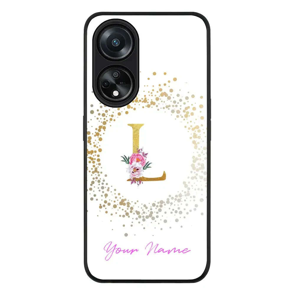 Oppo A98 / Rugged Black Phone Case Floral Initial Phone Case - Oppo - Stylizedd
