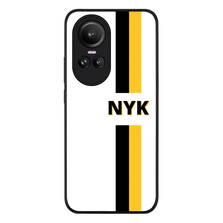 Oppo Reno10 / Oppo Reno10 Pro / Rugged Black Phone Case Custom Striped Monogram Phone Case - Oppo - Stylizedd