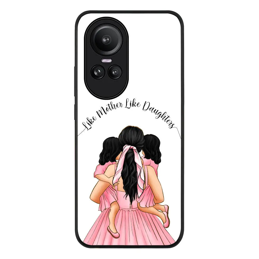 Oppo Reno10 / Oppo Reno10 Pro / Rugged Black Phone Case Mother 2 daughters Custom Clipart, Text Phone Case - Oppo - Stylizedd