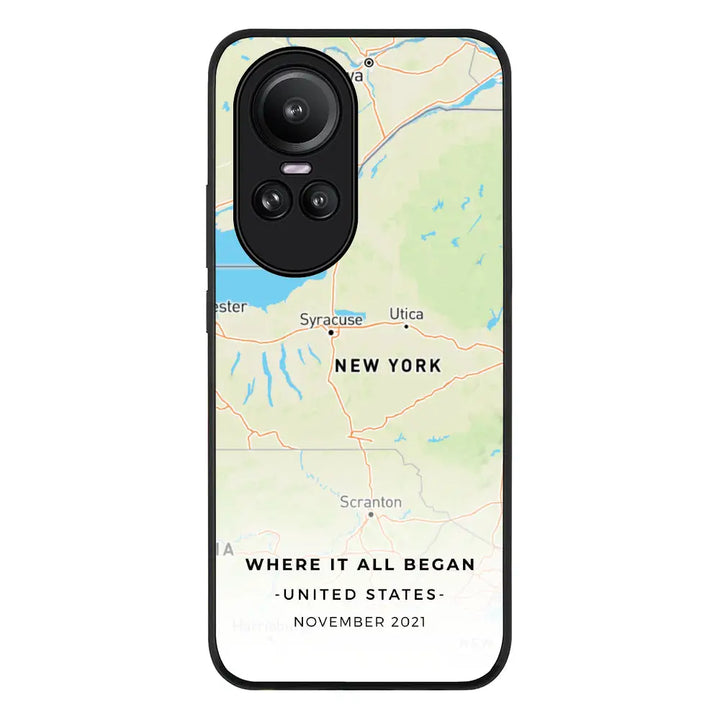 Oppo Reno10 / Oppo Reno10 Pro / Rugged Black Personalized map, Phone Case - Oppo - Stylizedd.com