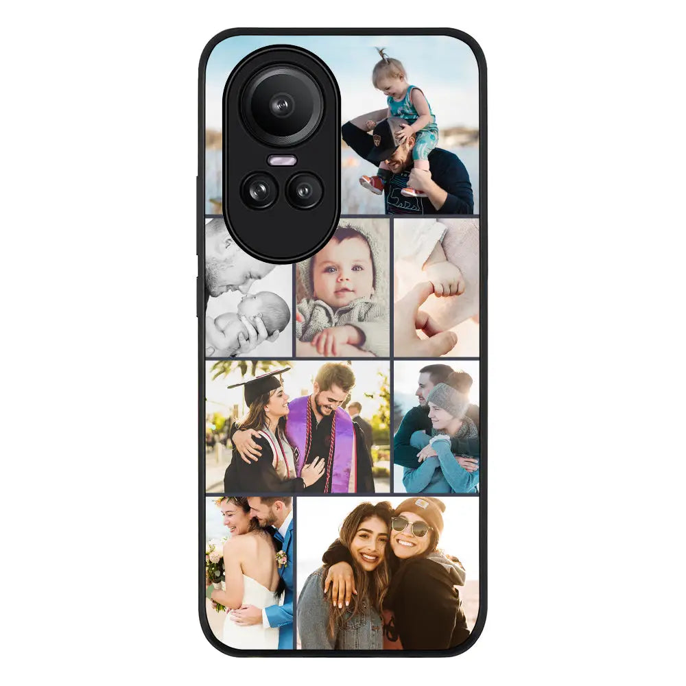 Personalised Photo Collage Grid Phone Case - Oppo - Reno10 / Pro / Rugged Black - Stylizedd