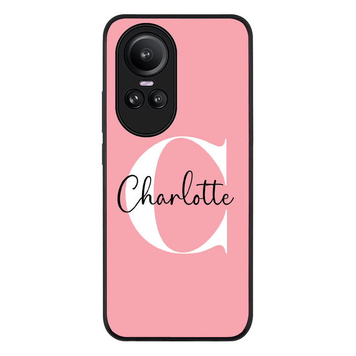 Oppo Reno10 / Oppo Reno10 Pro / Rugged Black Custom Monogram Large Initial Name & Letter, Phone Case - Oppo - Stylizedd.com