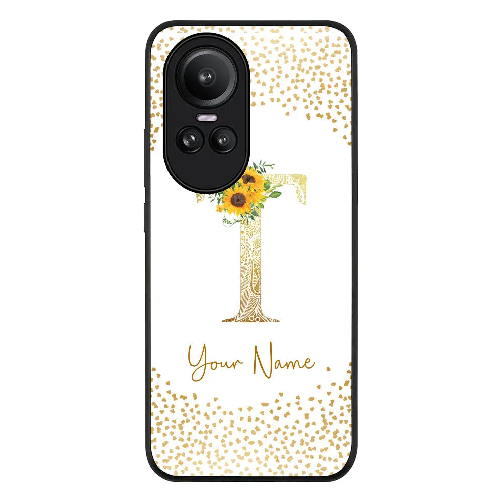 Floral Mandala Initial Phone Case - Oppo - Reno10 / Pro / Rugged Black - Stylizedd