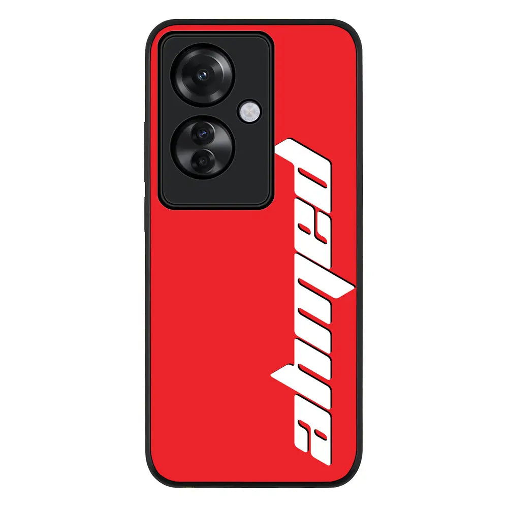 Custom Text Vertical Name Phone Case - Oppo - Reno11 F / F25 Pro / Rugged Black - Stylizedd