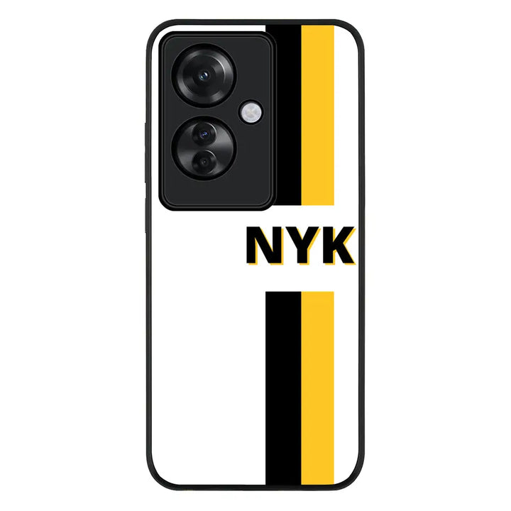 Custom Striped Monogram Phone Case - Oppo - Reno11 F / F25 Pro / Rugged Black - Stylizedd