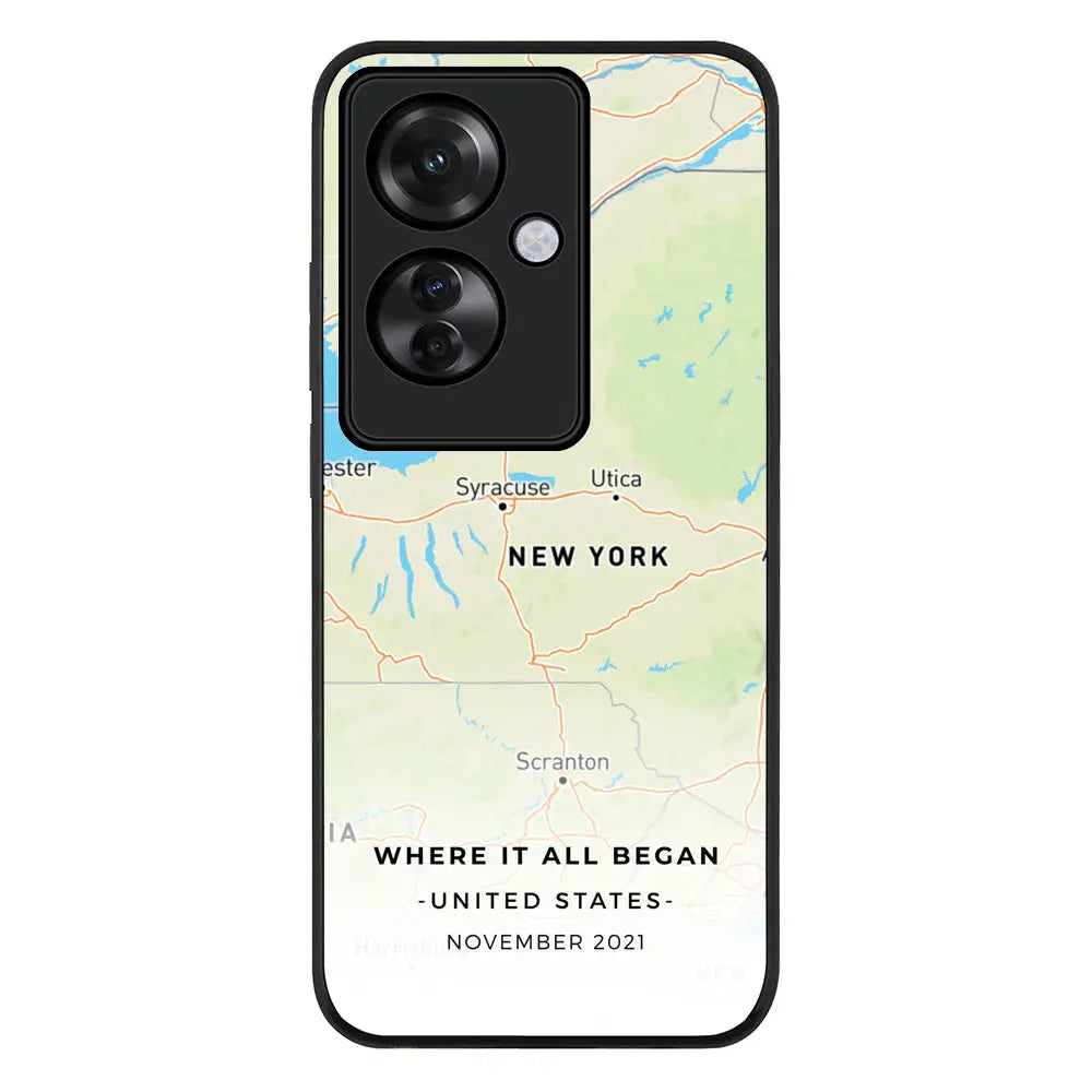 Oppo Reno11 F / F25 Pro / Rugged Black Personalized map, Phone Case - Oppo - Stylizedd.com