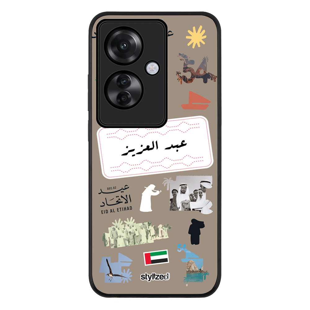 Oppo Reno11 F / F25 Pro / Rugged Black Custom Eid Al Etihad 54 National Day Sticker, Phone Case - Oppo - Stylizedd.com