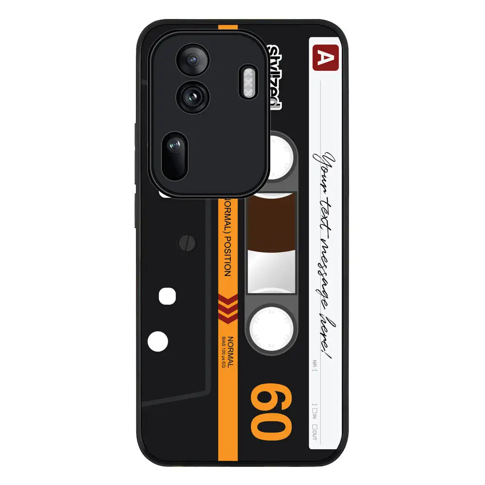 Custom Retro Cassette Tape Phone Case - Oppo - Reno11 Pro / Rugged Black - Stylizedd