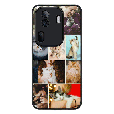 Personalised Photo Collage Grid Pet Cat Phone Case - Oppo - Reno11 Pro / Rugged Black - Stylizedd