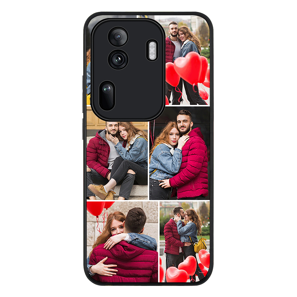 Personalised Valentine Photo Collage Grid Phone Case - Oppo - Reno11 Pro / Rugged Black - Stylizedd