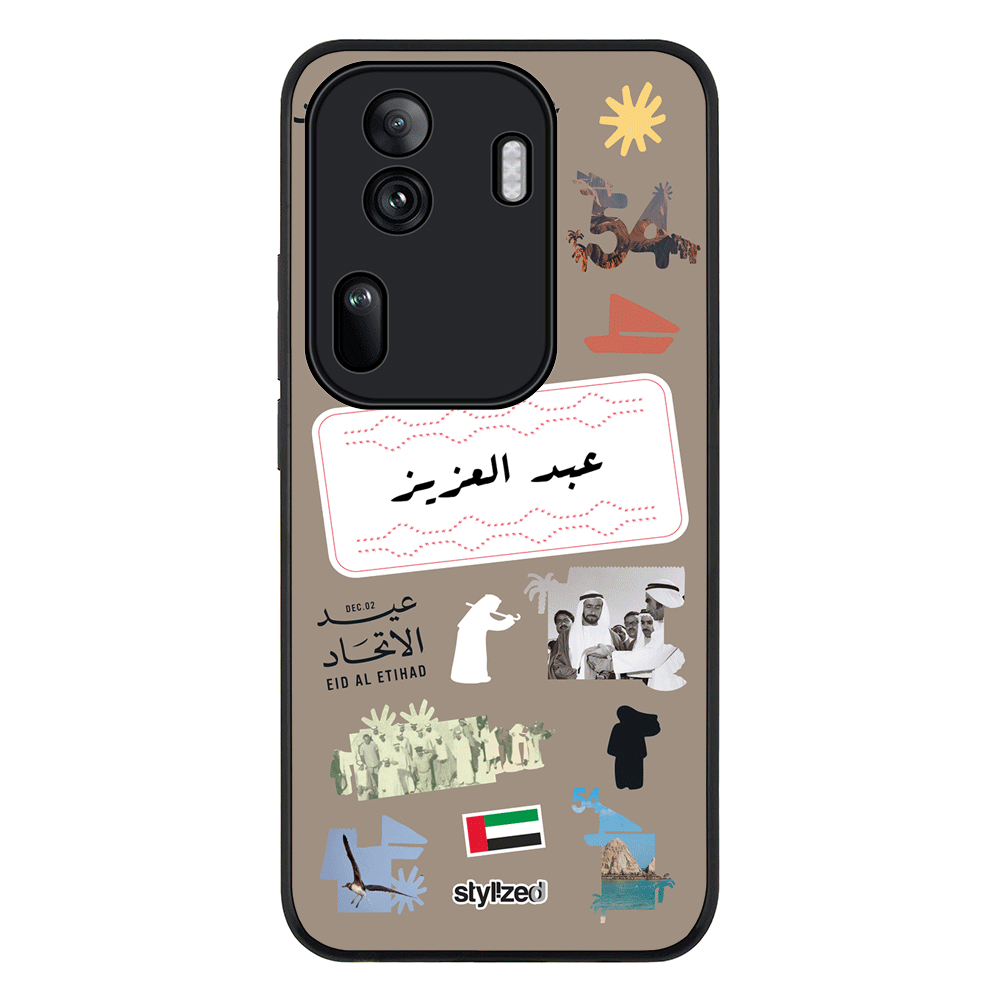 Oppo Reno11 Pro / Rugged Black Custom Eid Al Etihad 54 National Day Sticker, Phone Case - Oppo - Stylizedd.com