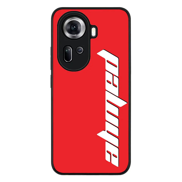 Custom Text Vertical Name Phone Case - Oppo - Reno11 / Rugged Black - Stylizedd