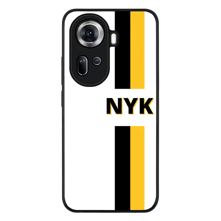 Custom Striped Monogram Phone Case - Oppo - Reno11 / Rugged Black - Stylizedd