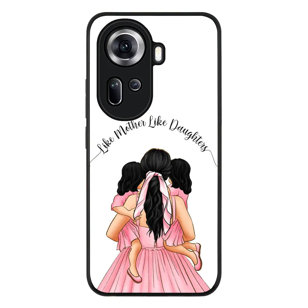 Mother 2 daughters Custom Clipart Text Phone Case - Oppo - Reno11 / Rugged Black - Stylizedd