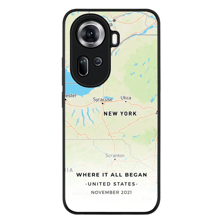 Oppo Reno11 / Rugged Black Personalized map, Phone Case - Oppo - Stylizedd.com