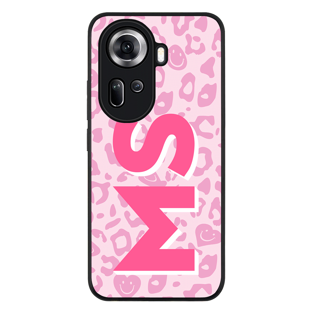 Oppo Reno11 / Rugged Black Custom Monogram Initial 3D Shadow Text Seamless Pattern, Phone Case - Oppo - Stylizedd.com