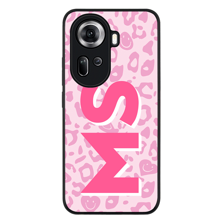 Oppo Reno11 / Rugged Black Custom Monogram Initial 3D Shadow Text Seamless Pattern, Phone Case - Oppo - Stylizedd.com