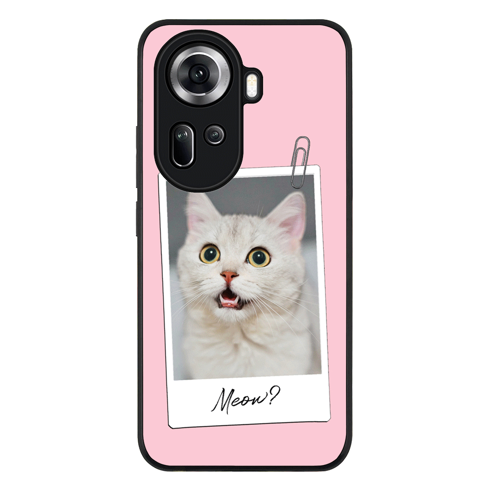 Oppo Reno11 / Rugged Black Polaroid Photo Pet Cat, Phone Case - Oppo - Stylizedd.com