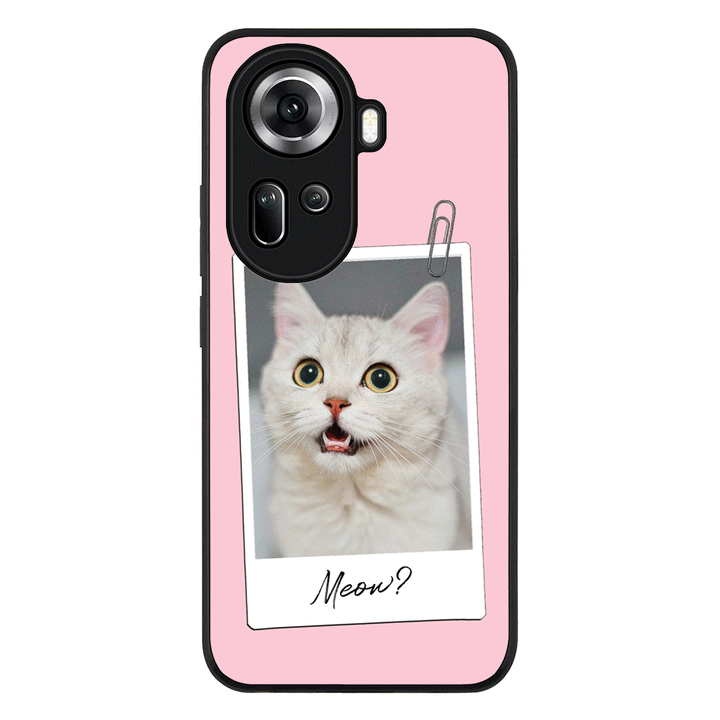 Oppo Reno11 / Rugged Black Polaroid Photo Pet Cat, Phone Case - Oppo - Stylizedd.com