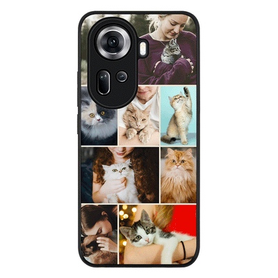 Personalised Photo Collage Grid Pet Cat Phone Case - Oppo - Reno11 / Rugged Black - Stylizedd