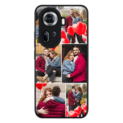 Personalised Valentine Photo Collage Grid Phone Case - Oppo - Reno11 / Rugged Black - Stylizedd