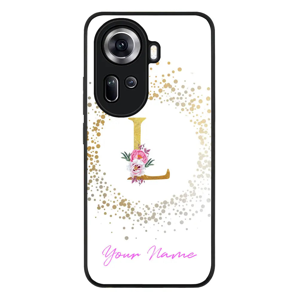Floral Initial Phone Case - Oppo - Reno11 / Rugged Black - Stylizedd