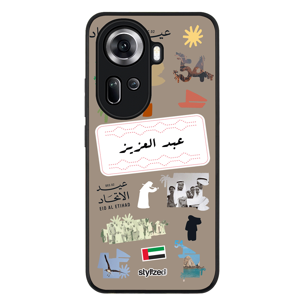 Oppo Reno11 / Rugged Black Custom Eid Al Etihad 54 National Day Sticker, Phone Case - Oppo - Stylizedd.com