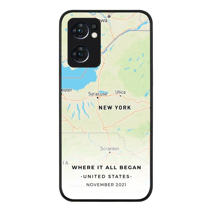 Oppo Reno7 5G / Rugged Black Personalized map, Phone Case - Oppo - Stylizedd.com