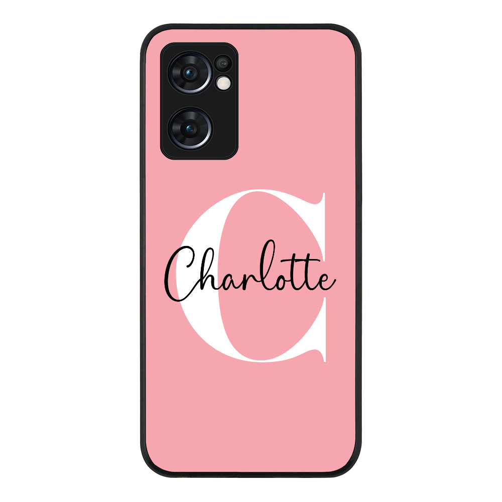 Oppo Reno7 5G / Rugged Black Custom Monogram Large Initial Name & Letter, Phone Case - Oppo - Stylizedd.com