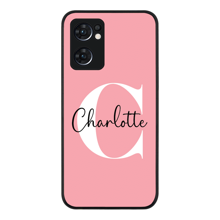 Oppo Reno7 5G / Rugged Black Custom Monogram Large Initial Name & Letter, Phone Case - Oppo - Stylizedd.com