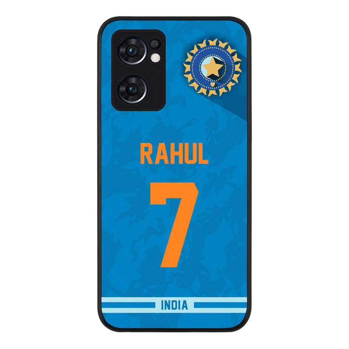 Oppo Reno7 5G / Rugged Black Personalized Cricket Jersey Phone Case Custom Name & Number - Oppo - Stylizedd.com