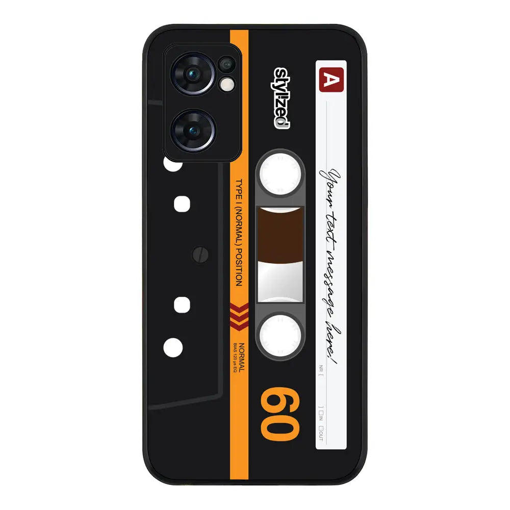 Oppo Reno7 5G / Rugged Black Phone Case Custom Retro Cassette Tape Phone Case - Oppo - Stylizedd