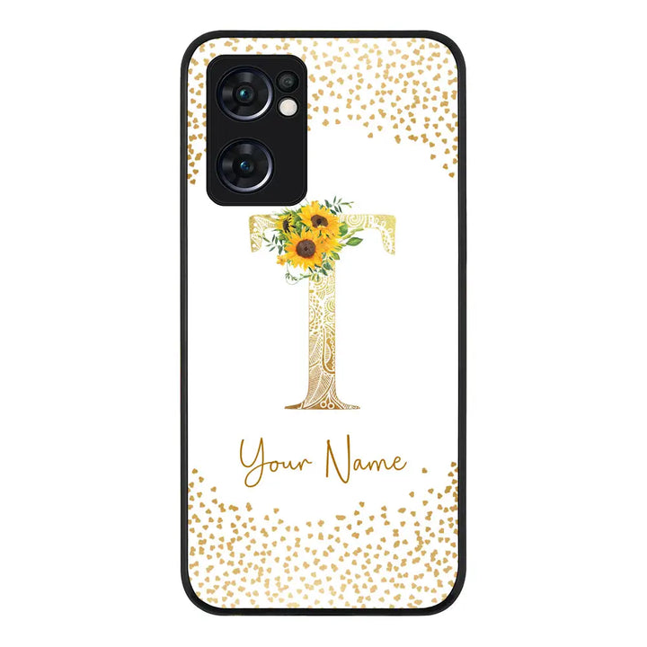 Oppo Reno7 5G / Rugged Black Floral Mandala Initial Phone Case - Oppo - Stylizedd.com