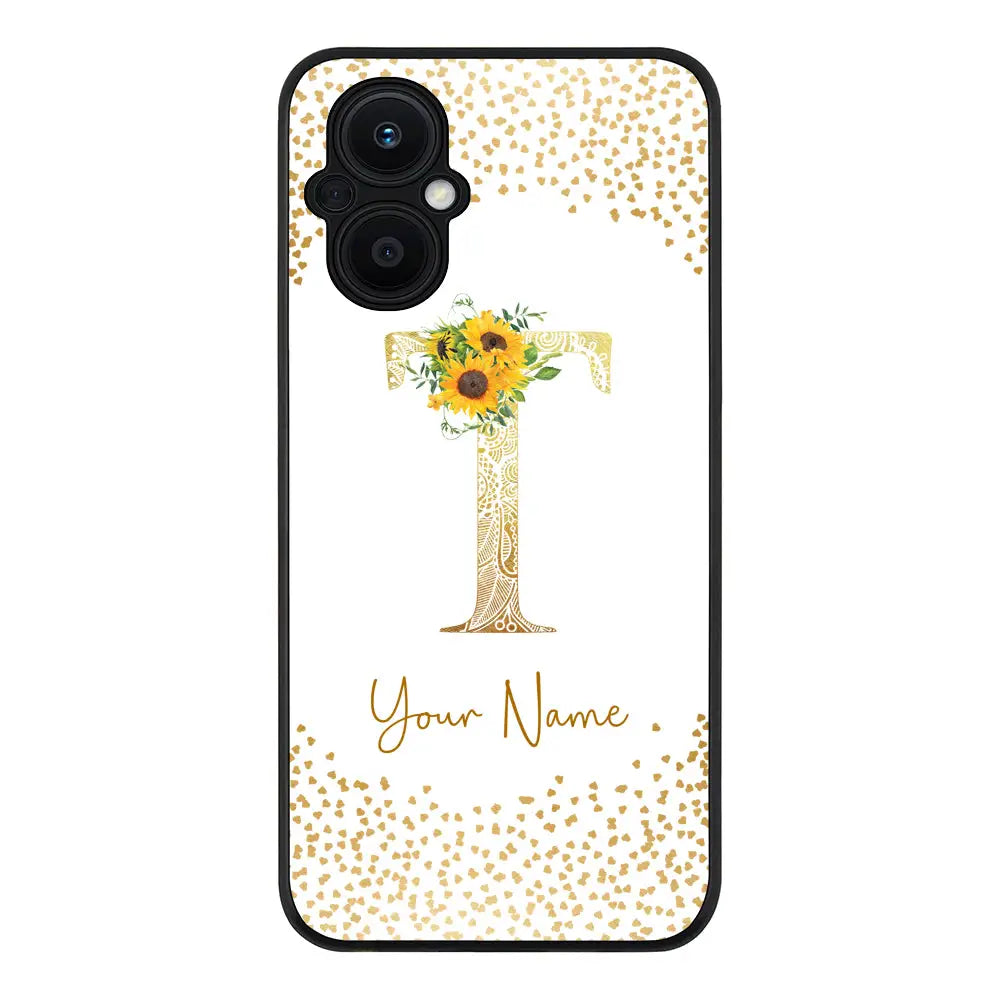 Oppo Reno7 Z / Rugged Black Floral Mandala Initial Phone Case - Oppo - Stylizedd.com