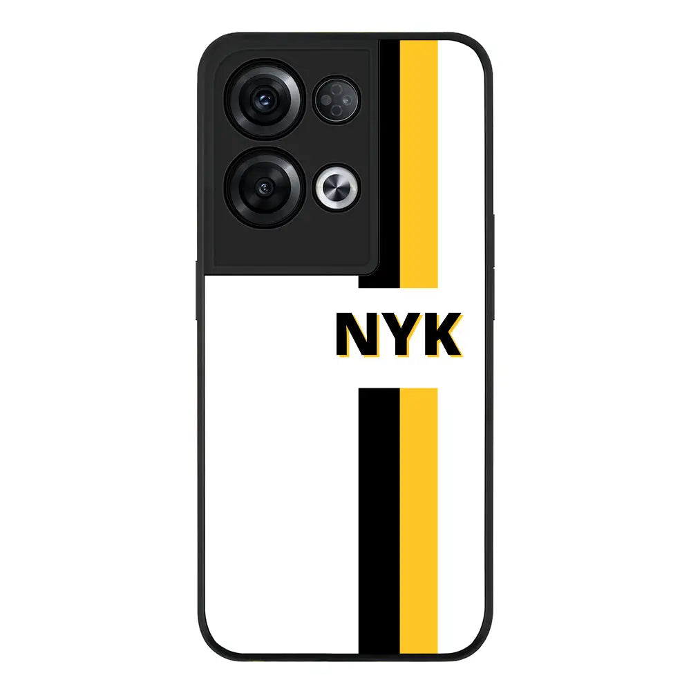 Oppo Reno 8 Pro / Rugged Black Phone Case Custom Striped Monogram Phone Case - Oppo - Stylizedd