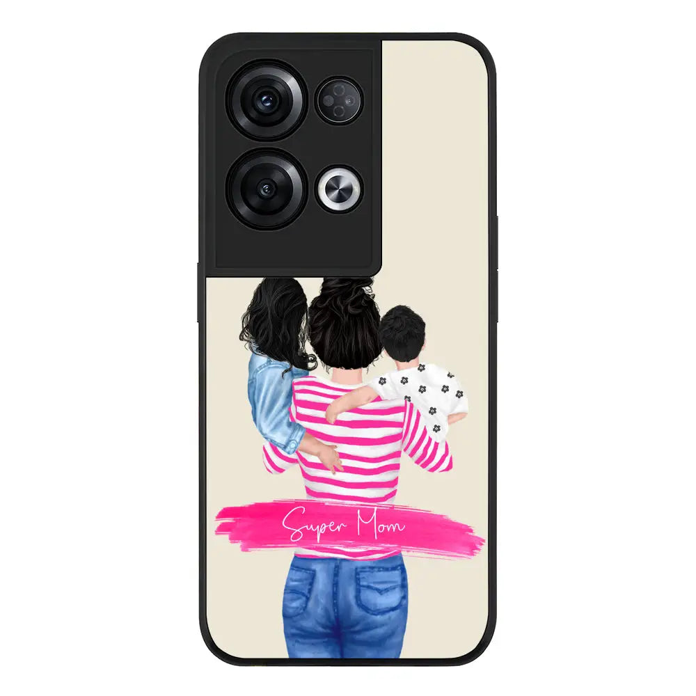 Oppo Reno 8 Pro Rugged Black Custom Clipart Text Mother Son & Daughter Phone Case - Oppo - Stylizedd.com