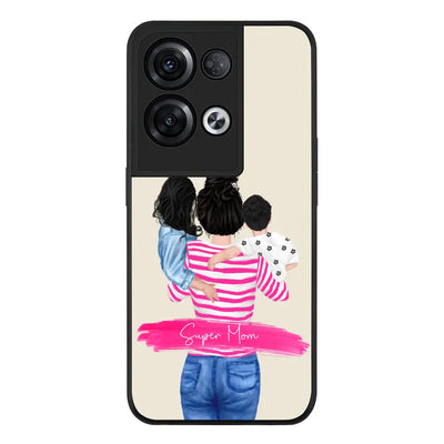 Oppo Reno 8 Pro Rugged Black Custom Clipart Text Mother Son & Daughter Phone Case - Oppo - Stylizedd.com