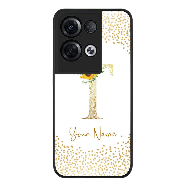 Oppo Reno 8 Pro / Rugged Black Floral Mandala Initial Phone Case - Oppo - Stylizedd.com