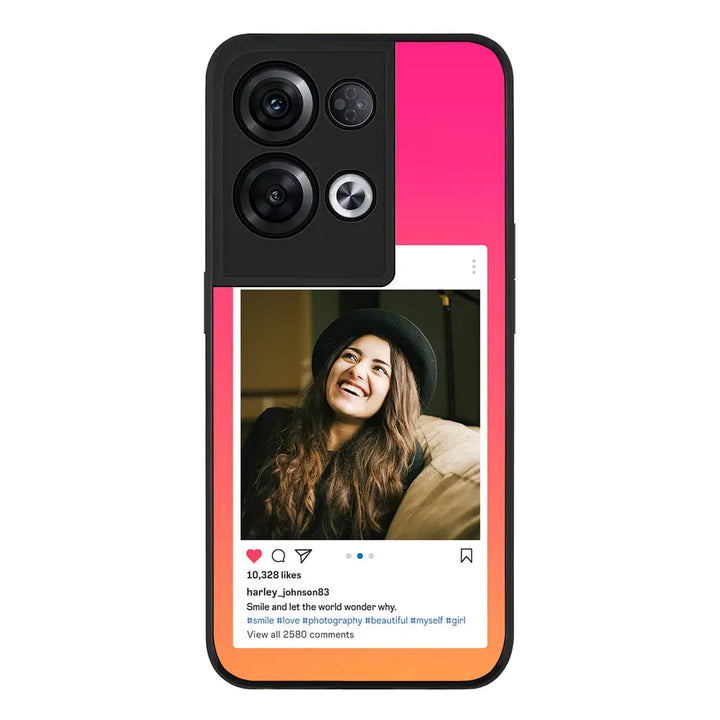 Oppo Reno 8 Pro / Rugged Black Custom Photo Instagram Post Template, Phone Case - Oppo - Stylizedd.com